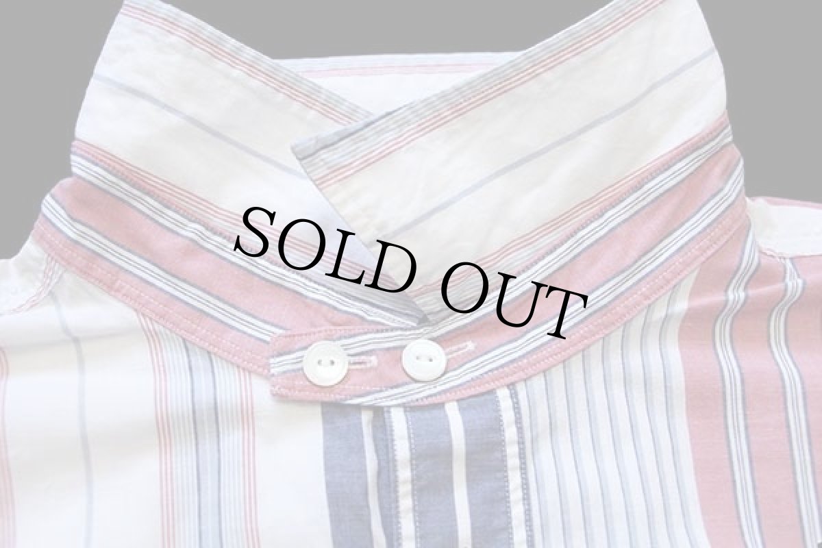 画像5: 00s ポロ ラルフローレン クレイジーストライプ チンスト&マチ付き コットン ワークシャツ XXL★特大 (5)