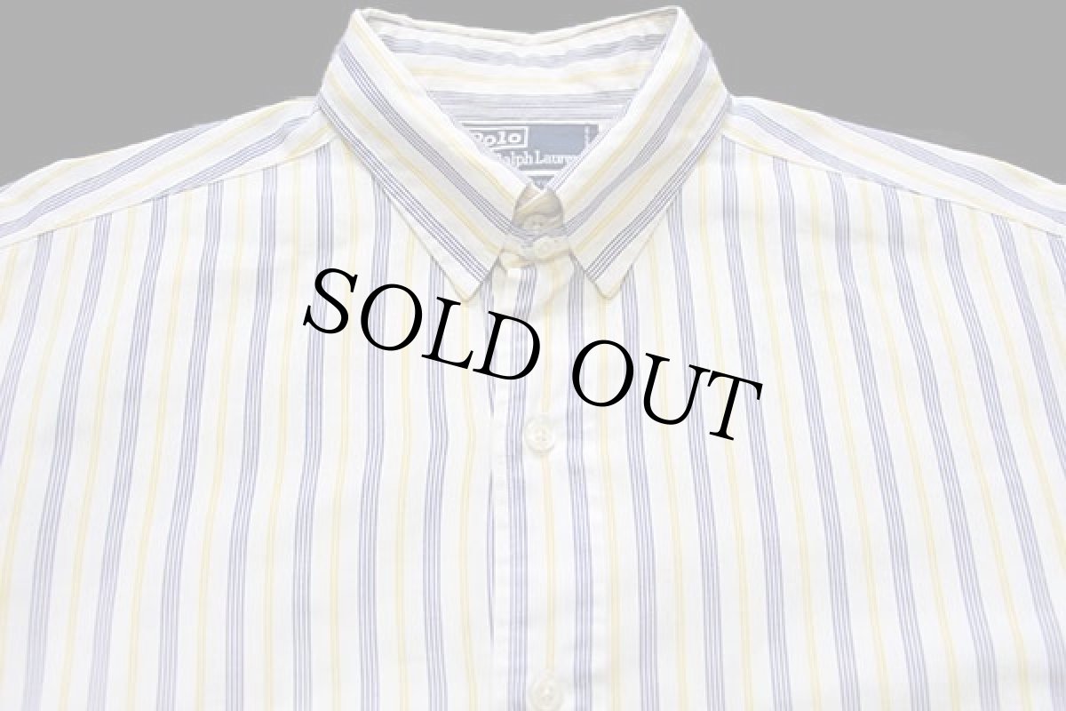 画像3: 90s ポロ ラルフローレン ランダムストライプ タブカラー コットン ドレスシャツ 15.5 (3)