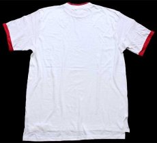 画像3: デッドストック★90s USA製 NUTMEG 無地 レイヤードネック&スリーブ コットンTシャツ 白×濃赤 XL (3)