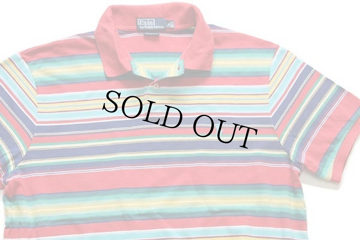 画像3: 00s ポロ ラルフローレン ラグ柄 コットン 鹿の子 ポロシャツ XL (3)