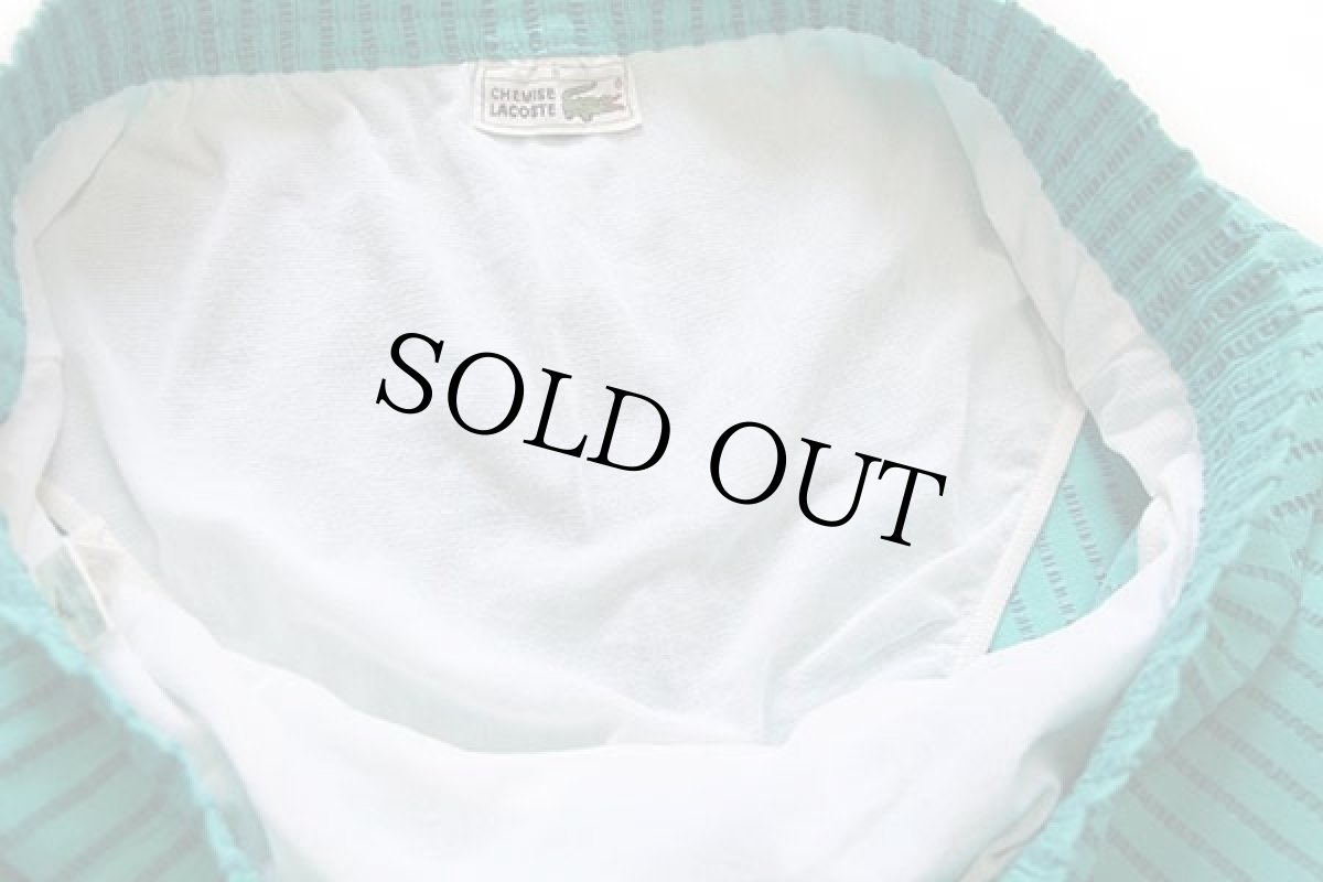 画像6: 70s CHEMISE LACOSTE ラコステ ストライプ ストレッチ ショートパンツ 薄緑×緑 5★ショーツ (6)