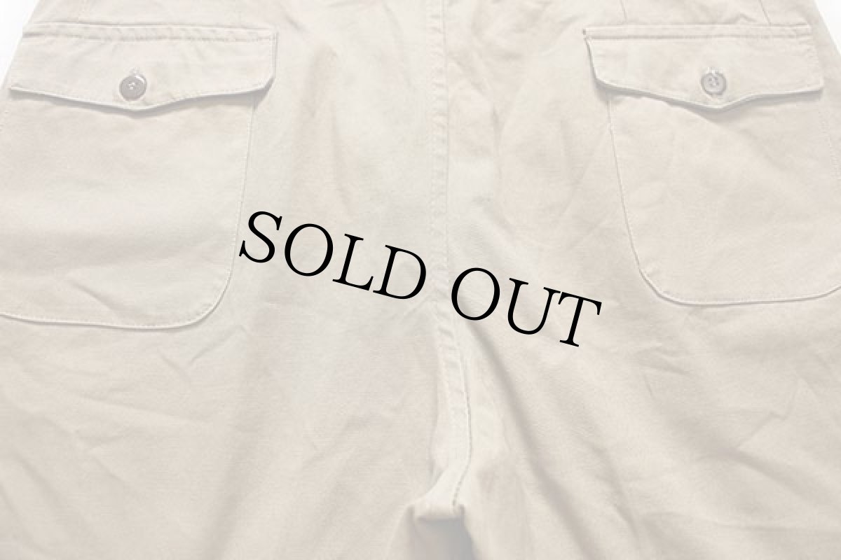 画像4: 70s イタリア軍 ツータック コットンツイル ショートパンツ カーキ w35★ショーツ (4)