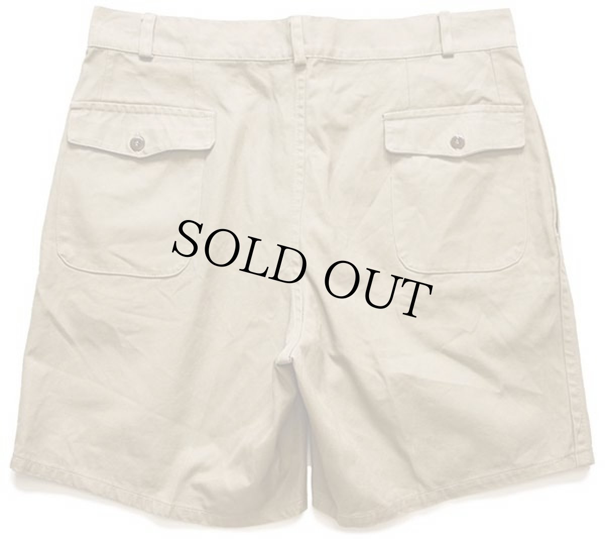 画像2: 70s イタリア軍 ツータック コットンツイル ショートパンツ カーキ w35★ショーツ (2)