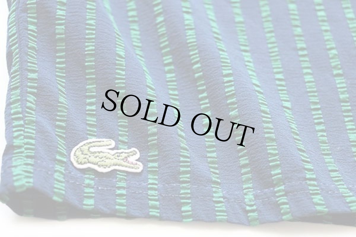 画像5: 80s LACOSTE ラコステ ストライプ ストレッチ ショートパンツ 紺×緑 6★ショーツ (5)