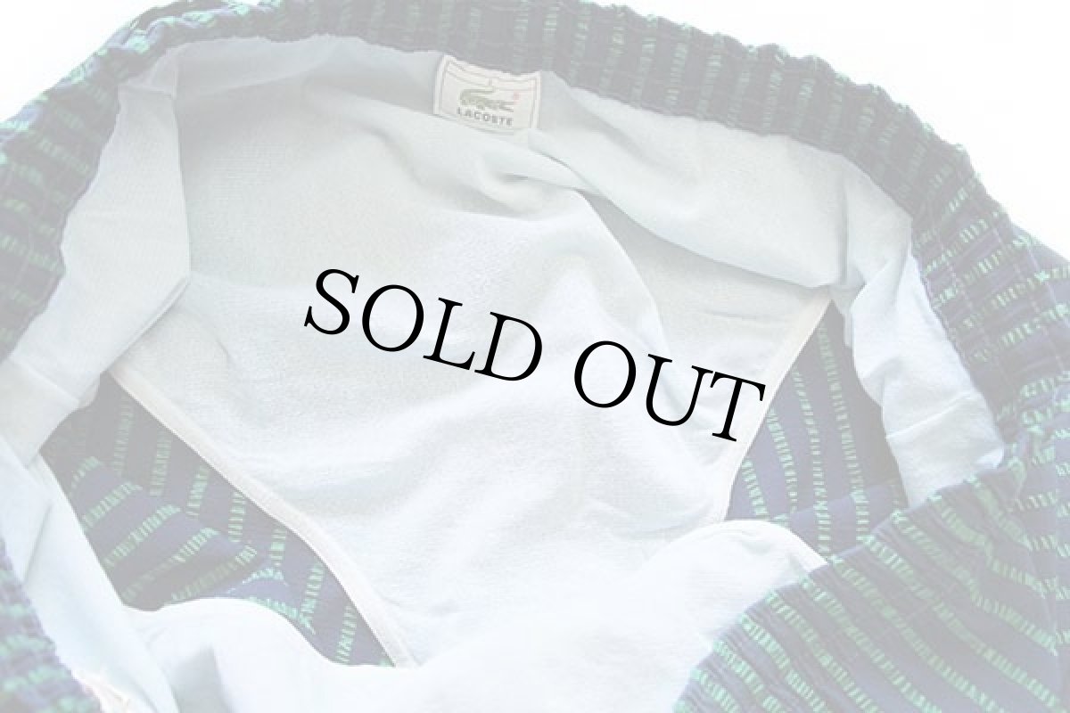 画像7: 80s LACOSTE ラコステ ストライプ ストレッチ ショートパンツ 紺×緑 6★ショーツ (7)