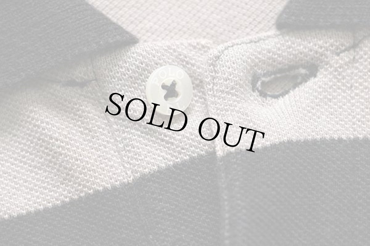 画像5: 90s POLO SPORTポロ スポーツ ラルフローレン 太ボーダー コットン 鹿の子 ポロシャツ 黒×グレーベージュ M (5)