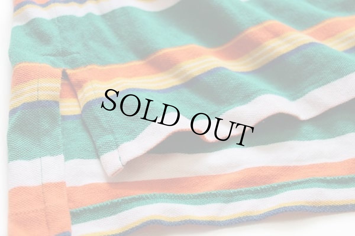 画像5: 90s ポロ ラルフローレン ランダムボーダー コットン 鹿の子 ポロシャツ XL (5)