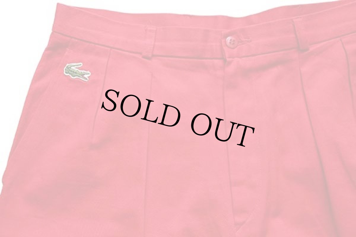 画像3: 80s フランス製 CHEMISE LACOSTE ラコステ ツータック コットン ショートパンツ 赤 42★ショーツ (3)