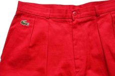 画像3: 80s フランス製 CHEMISE LACOSTE ラコステ ツータック コットン ショートパンツ 赤 42★ショーツ (3)