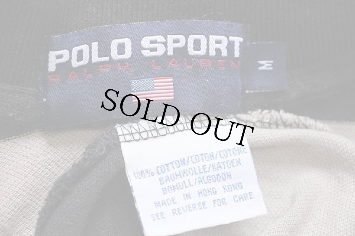 画像4: 90s POLO SPORTポロ スポーツ ラルフローレン 太ボーダー コットン 鹿の子 ポロシャツ 黒×グレーベージュ M (4)