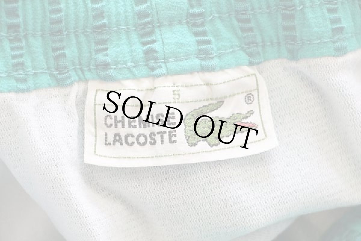 画像4: 70s CHEMISE LACOSTE ラコステ ストライプ ストレッチ ショートパンツ 薄緑×緑 5★ショーツ (4)