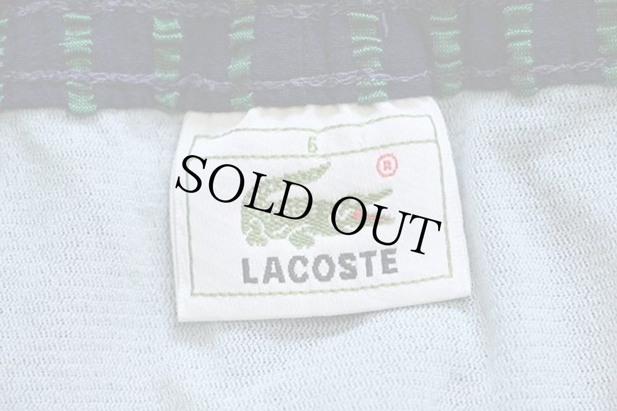 画像4: 80s LACOSTE ラコステ ストライプ ストレッチ ショートパンツ 紺×緑 6★ショーツ (4)