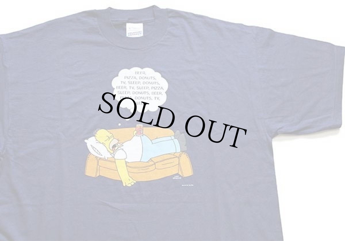 画像4: デッドストック★90s The Simpsons シンプソンズ ホーマー Duff BEER コットンTシャツ 紺 XL (4)