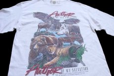 画像4: 90s USA製 AUTHOR OF ALL CREATION アニマル アート 両面プリント コットン 長袖Tシャツ 白 M (4)