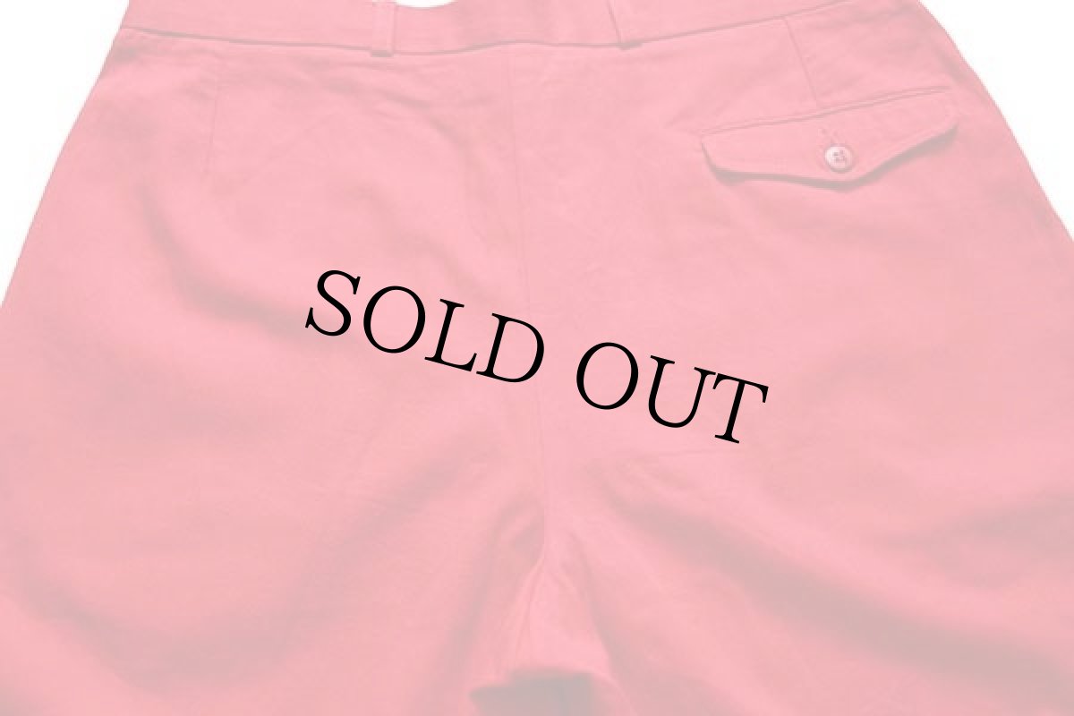 画像4: 80s フランス製 CHEMISE LACOSTE ラコステ ツータック コットン ショートパンツ 赤 42★ショーツ (4)