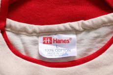 画像4: デッドストック★90s USA製 Hanes ツートン 切り替え レイヤードネック コットンTシャツ 生成り×赤 L (4)