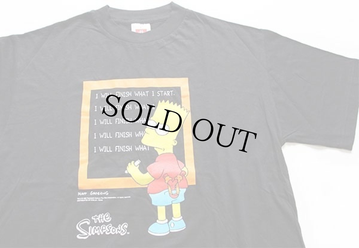 画像1: 90s Hanes The Simpsons シンプソンズ バート 両面プリント コットンTシャツ 黒 L (1)