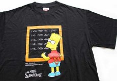 画像1: 90s Hanes The Simpsons シンプソンズ バート 両面プリント コットンTシャツ 黒 L (1)