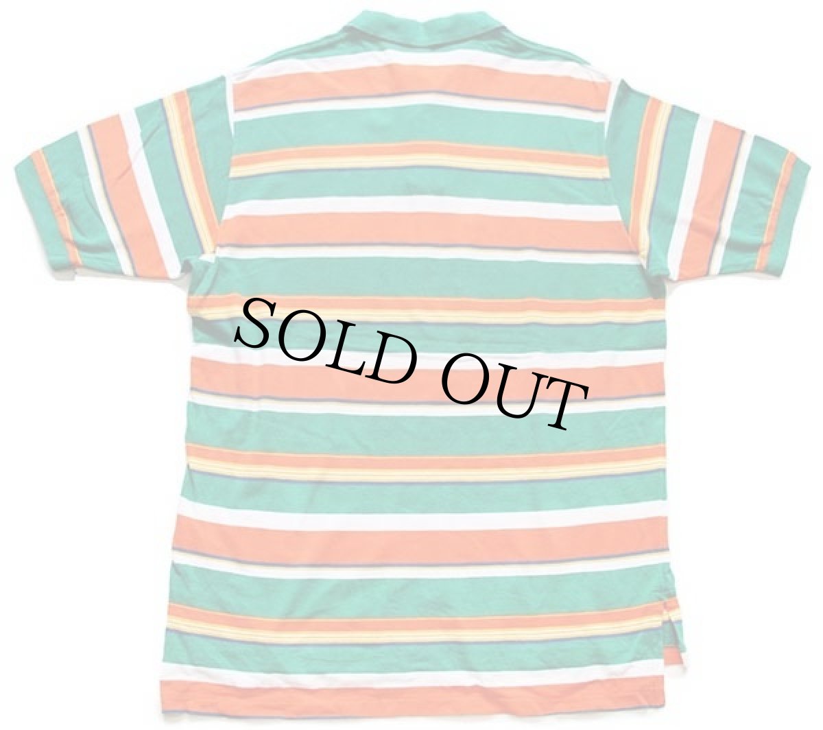 画像2: 90s ポロ ラルフローレン ランダムボーダー コットン 鹿の子 ポロシャツ XL (2)