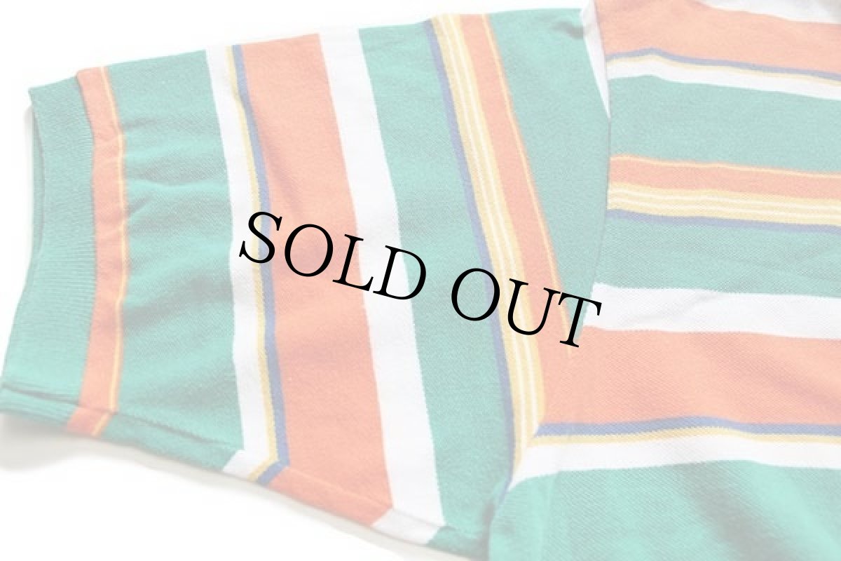 画像6: 90s ポロ ラルフローレン ランダムボーダー コットン 鹿の子 ポロシャツ XL (6)