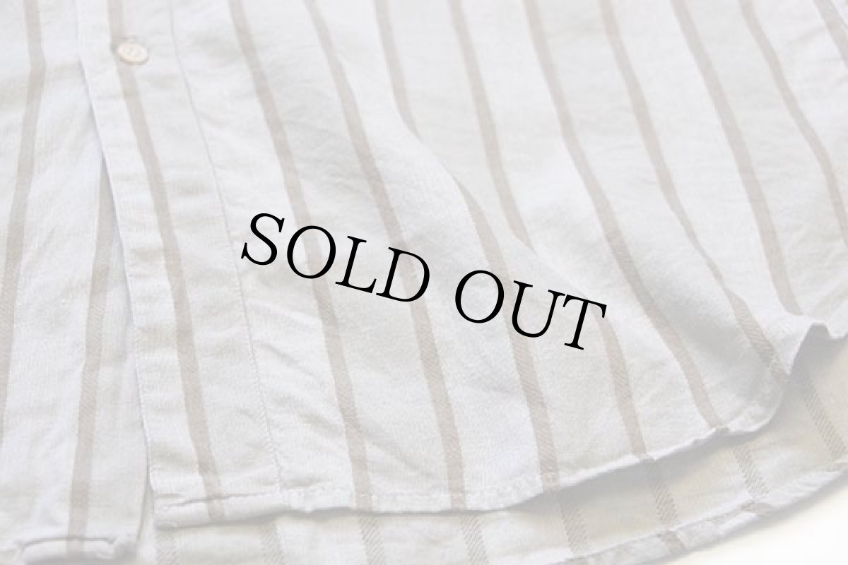 画像5: 80s イタリア製 SHEDO LINE ストライプ コットン×リネンシャツ V (5)