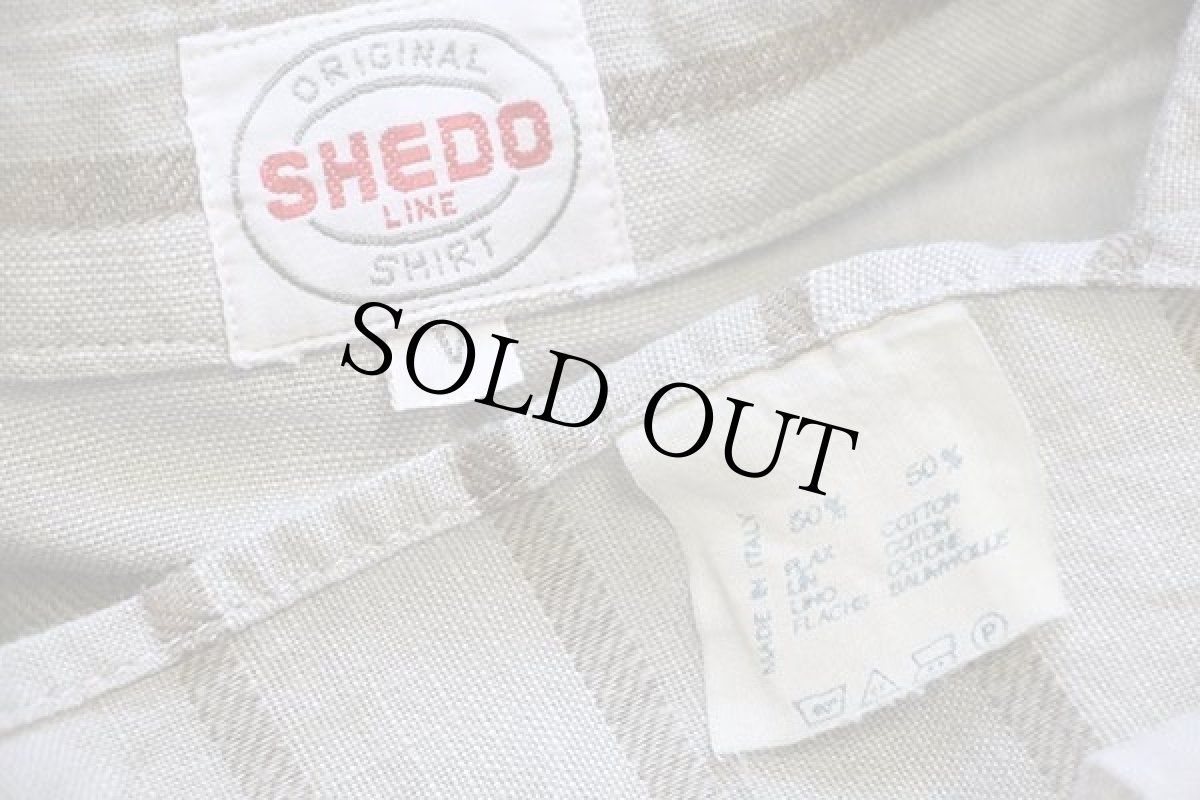 画像4: 80s イタリア製 SHEDO LINE ストライプ コットン×リネンシャツ V (4)