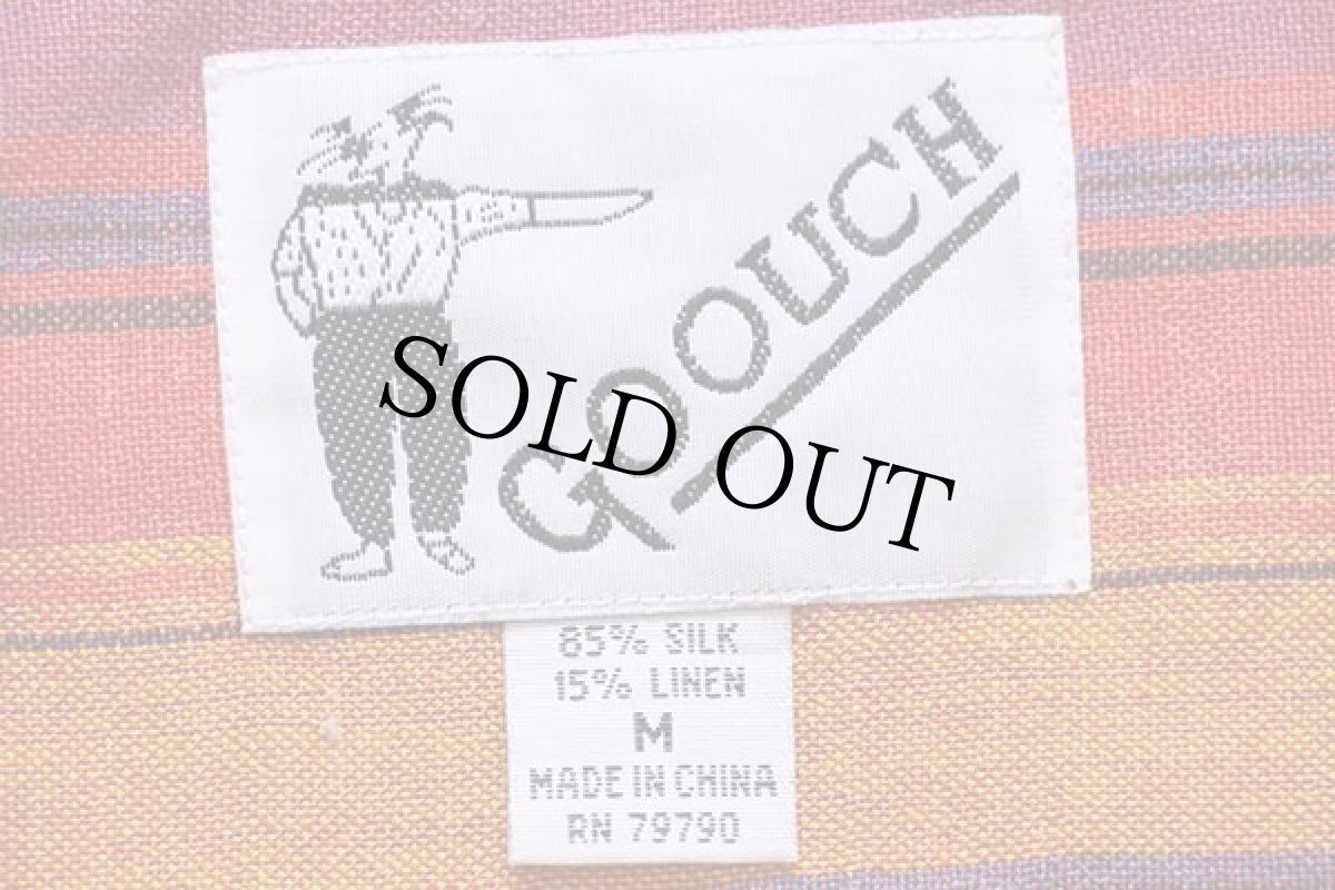 画像4: 90s GOOUCH ランダムストライプ シルク×リネンシャツ M (4)