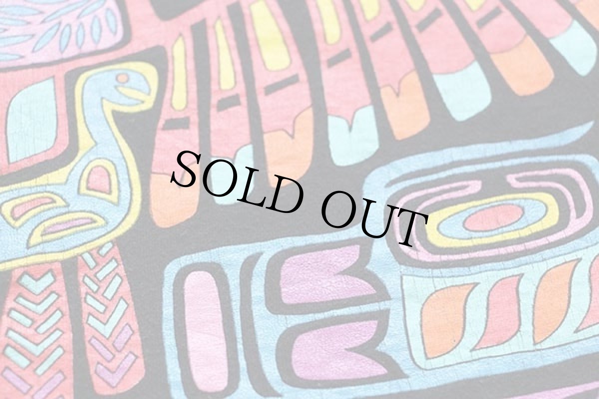 画像6: 90s USA製 Susan Costello サンダーバード ネイティブ柄 アート コットンTシャツ 黒 XL (6)