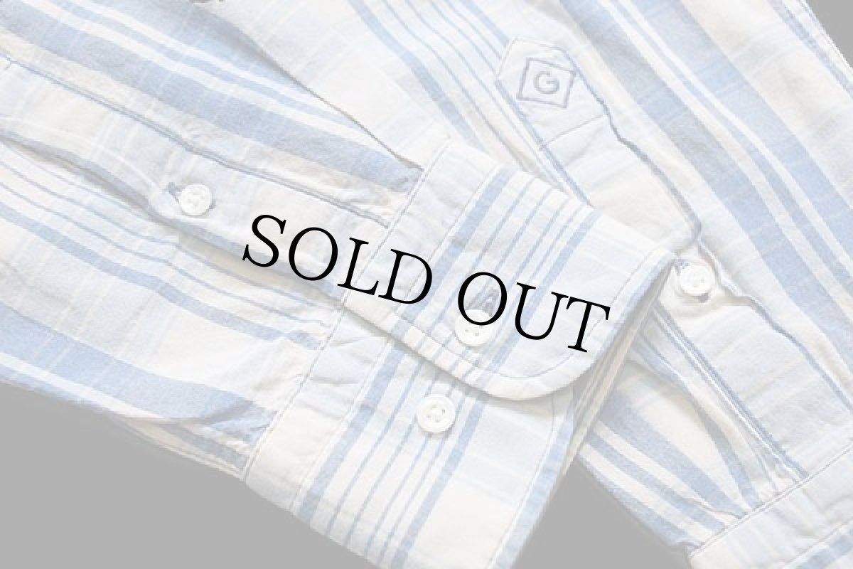 画像6: 70s GANT インディゴ マドラスチェック 三点留め ボタンダウン コットンシャツ S (6)