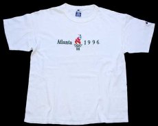 画像2: 90s USA製 Championチャンピオン Atlanta 1996 Olympicオリンピック 刺繍 コットンTシャツ 白 L (2)