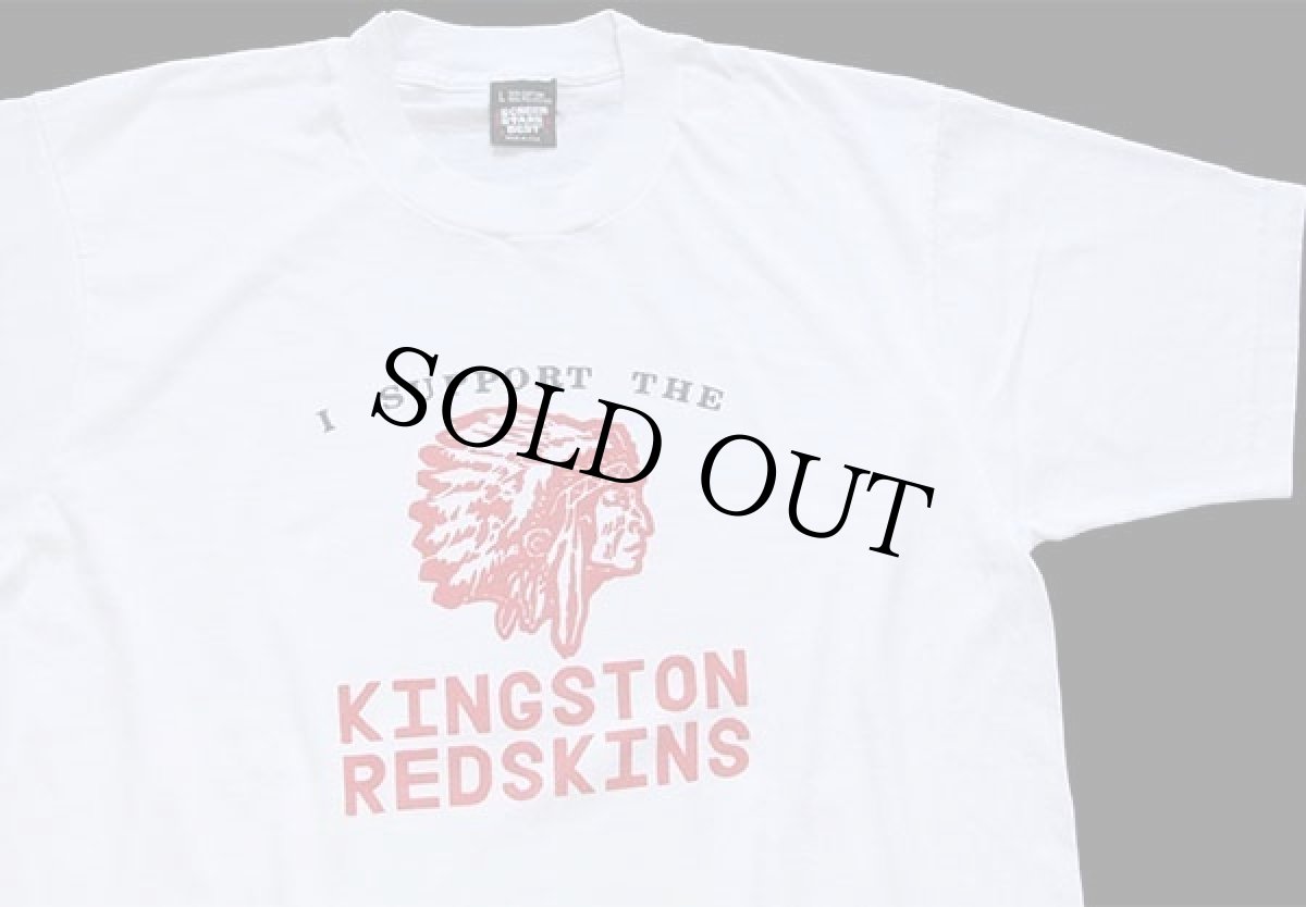 画像1: 90s USA製 I SUPPORT THE KINGSTON REDSKINS インディアンヘッド Tシャツ 白 L (1)