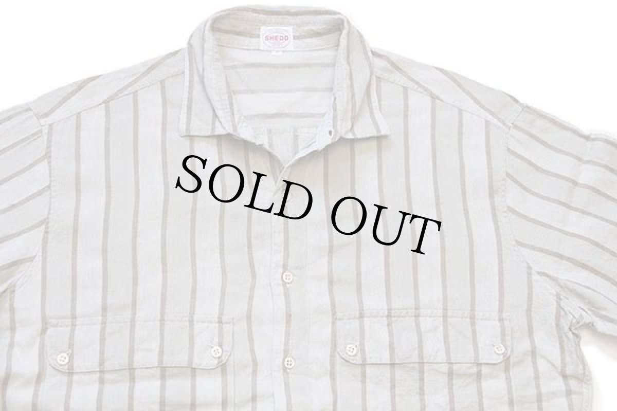 画像3: 80s イタリア製 SHEDO LINE ストライプ コットン×リネンシャツ V (3)
