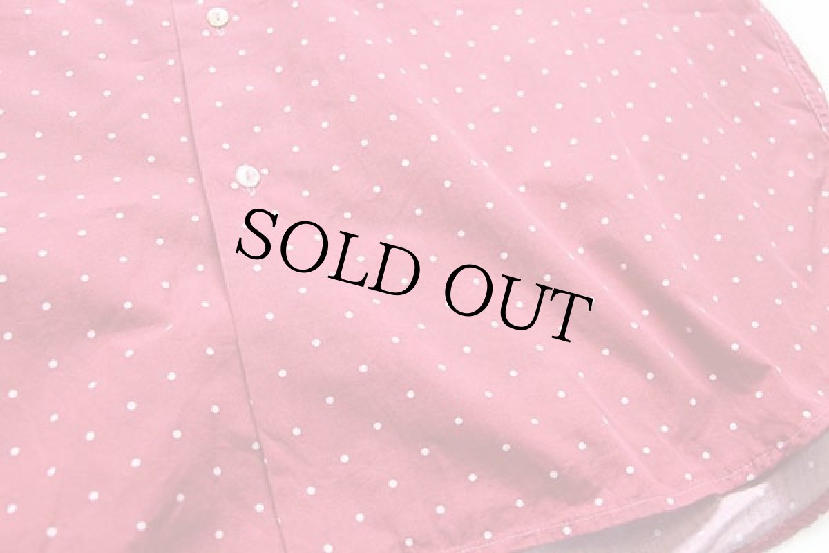 画像5: イタリア製 HUGO BOSS twenty ドット柄 コットンシャツ カーマイン×白 L (5)