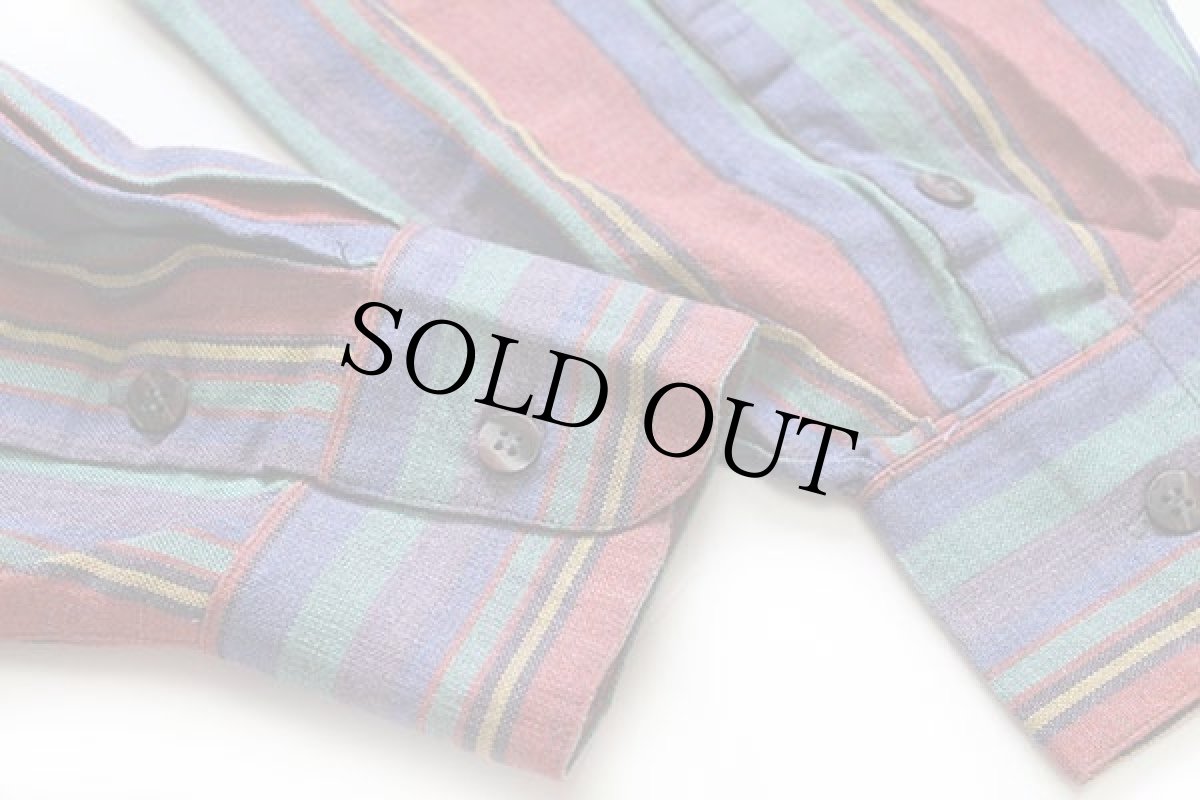 画像6: 90s GOOUCH ランダムストライプ シルク×リネンシャツ S (6)