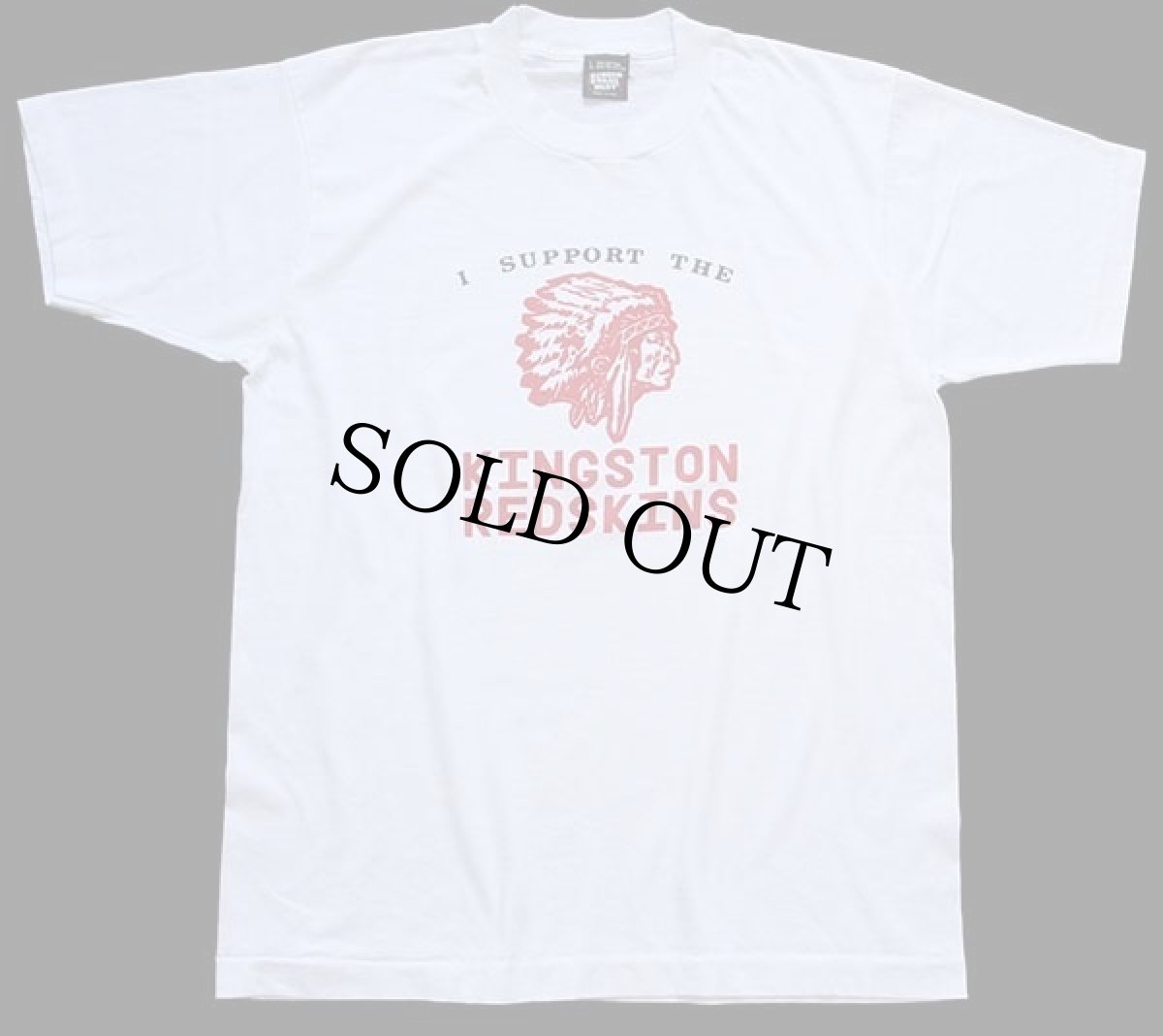 画像2: 90s USA製 I SUPPORT THE KINGSTON REDSKINS インディアンヘッド Tシャツ 白 L (2)