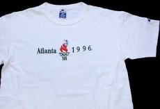 画像1: 90s USA製 Championチャンピオン Atlanta 1996 Olympicオリンピック 刺繍 コットンTシャツ 白 L (1)