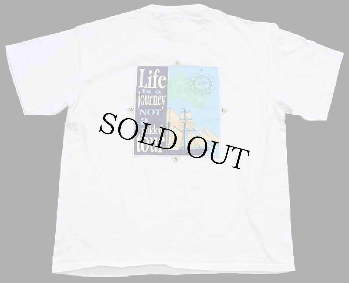 画像1: 90s USA製 LIFE IS A JOURNEY NOT A GUIDED TOUR 両面プリント ヘビー コットンTシャツ 白 L (1)