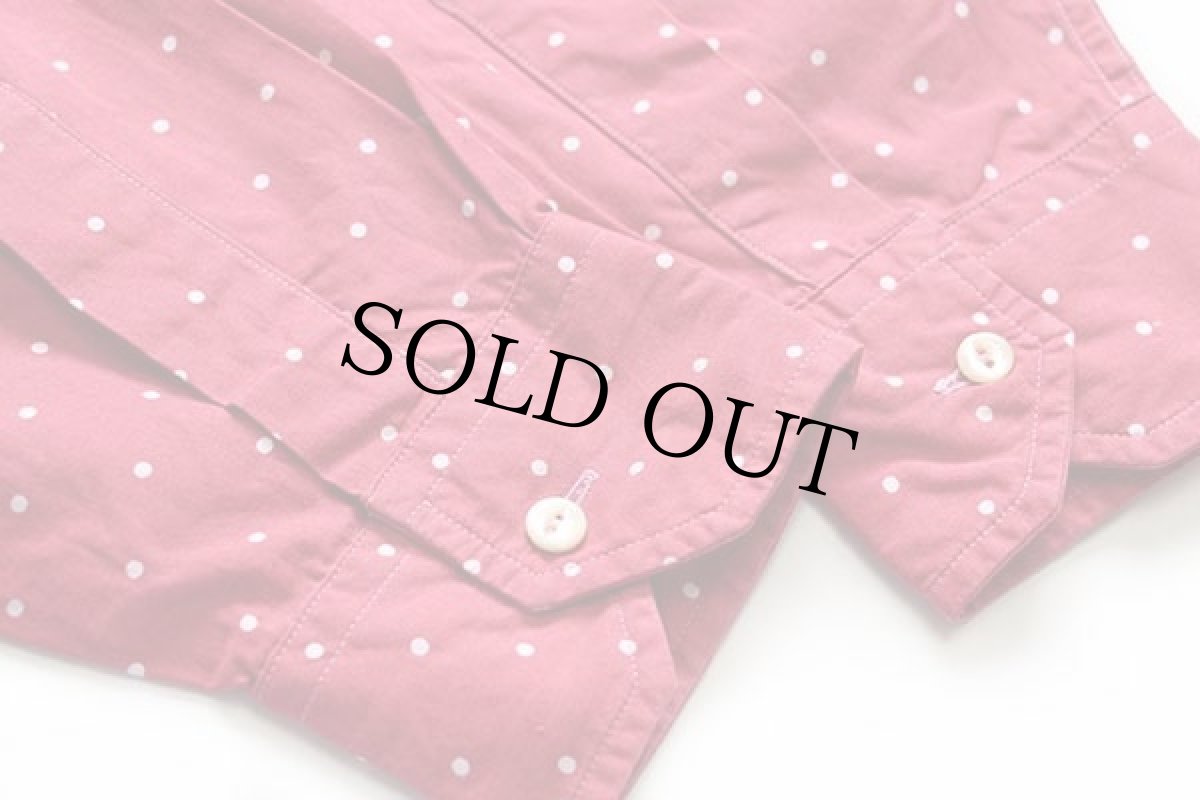 画像6: イタリア製 HUGO BOSS twenty ドット柄 コットンシャツ カーマイン×白 L (6)