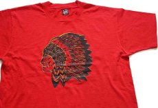 画像1: 90s USA製 インディアンヘッド CHS Tシャツ 赤 XL (1)