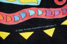 画像5: 90s USA製 Susan Costello サンダーバード ネイティブ柄 アート コットンTシャツ 黒 XL (5)