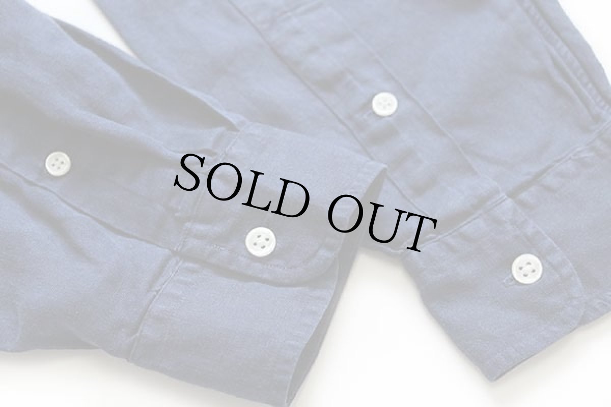 画像6: 00s ラルフローレン ワンポイント リネン×シルクシャツ 紺 L (6)