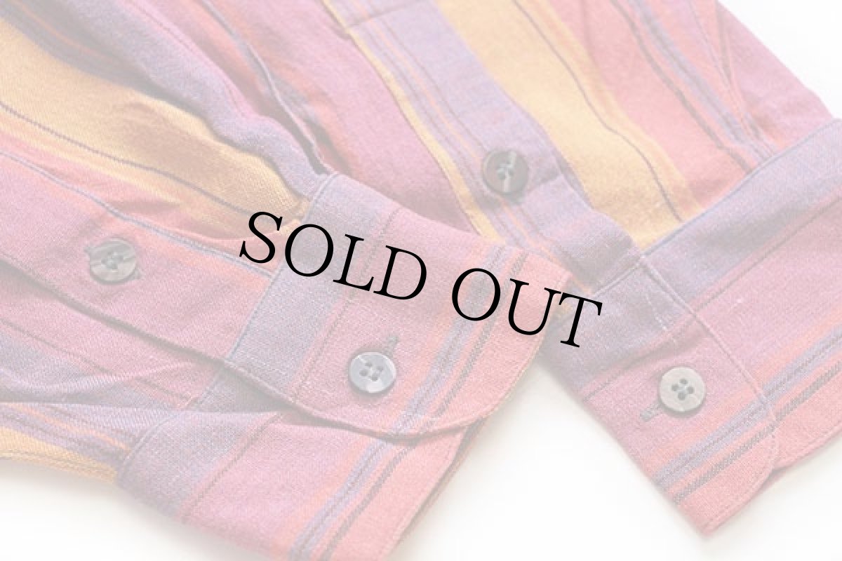 画像6: 90s GOOUCH ランダムストライプ シルク×リネンシャツ M (6)