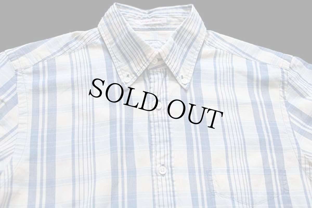 画像3: 70s GANT インディゴ マドラスチェック 三点留め ボタンダウン コットンシャツ S (3)