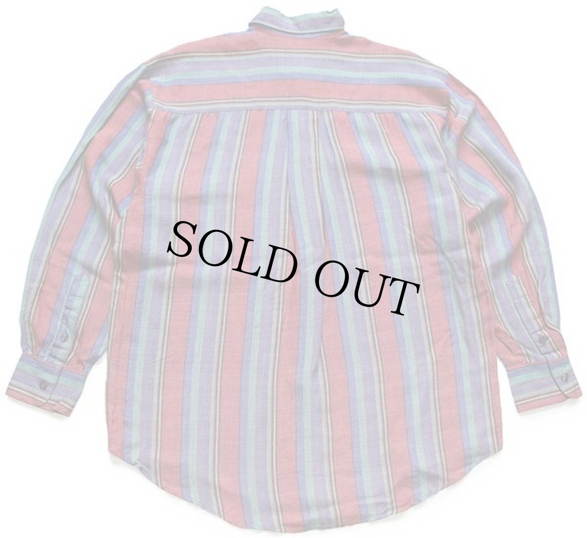 画像2: 90s GOOUCH ランダムストライプ シルク×リネンシャツ S (2)