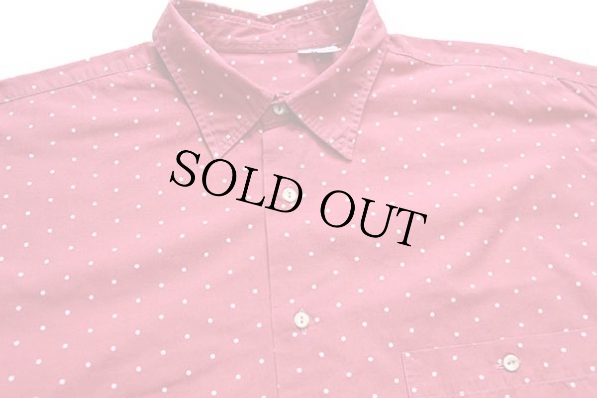 画像3: イタリア製 HUGO BOSS twenty ドット柄 コットンシャツ カーマイン×白 L (3)