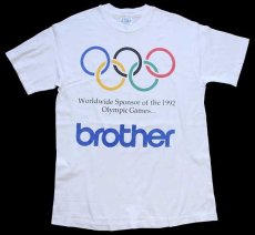 画像2: 90s USA製 Hanes Worldwide Sponsor of the 1992 OLYMPIC Games brother オリンピック コットンTシャツ 白 M (2)