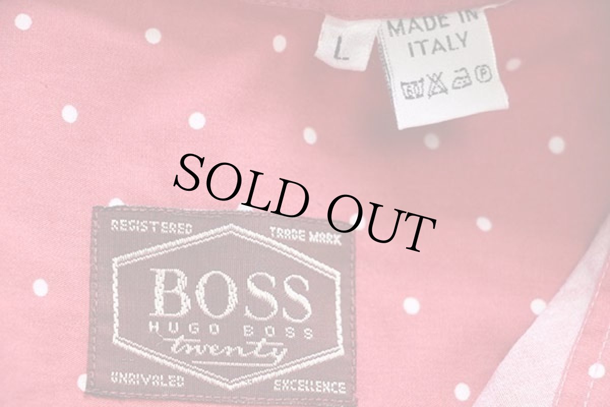 画像4: イタリア製 HUGO BOSS twenty ドット柄 コットンシャツ カーマイン×白 L (4)