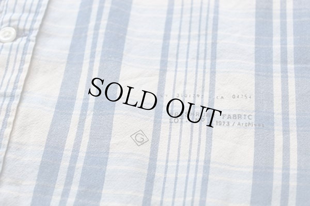 画像5: 70s GANT インディゴ マドラスチェック 三点留め ボタンダウン コットンシャツ S (5)