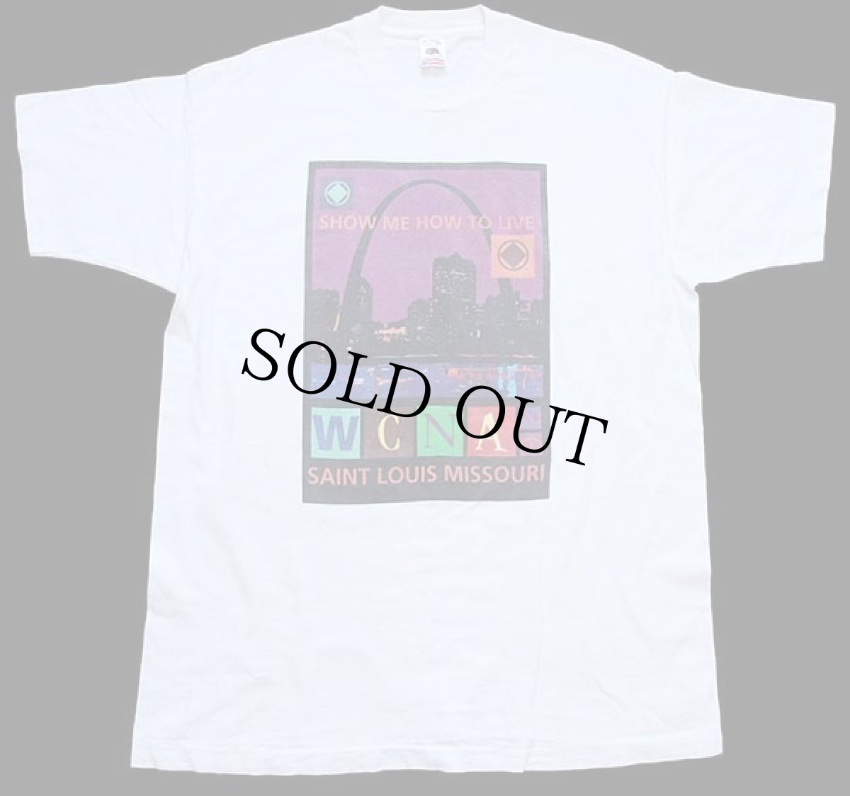 画像2: 90s SHOW ME HOW TO LIVE WCNA 26 SAINT LOUIS MISSOURI アート コットンTシャツ 白 XL (2)