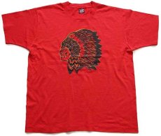 画像2: 90s USA製 インディアンヘッド CHS Tシャツ 赤 XL (2)